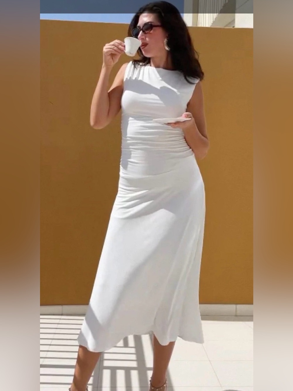 OGL BREEZY COOLING SIDE RUCHED MAXI DRESS NWT